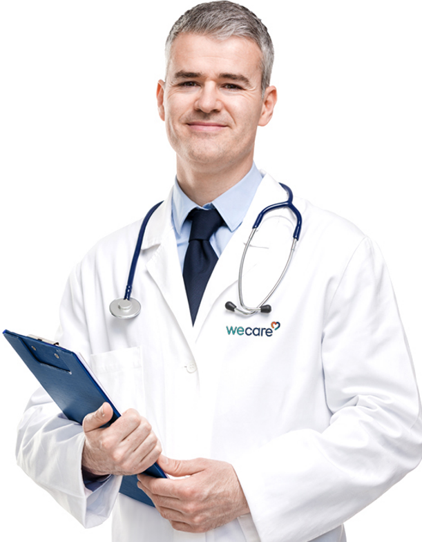 Picture of a friendly doctor holding a tablet